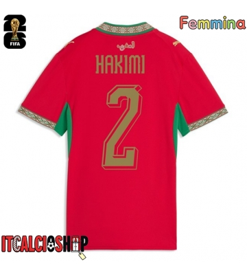Marocco Achraf Hakimi #2 Prima Maglia Femmina Mondiali 2026 Manica Corta